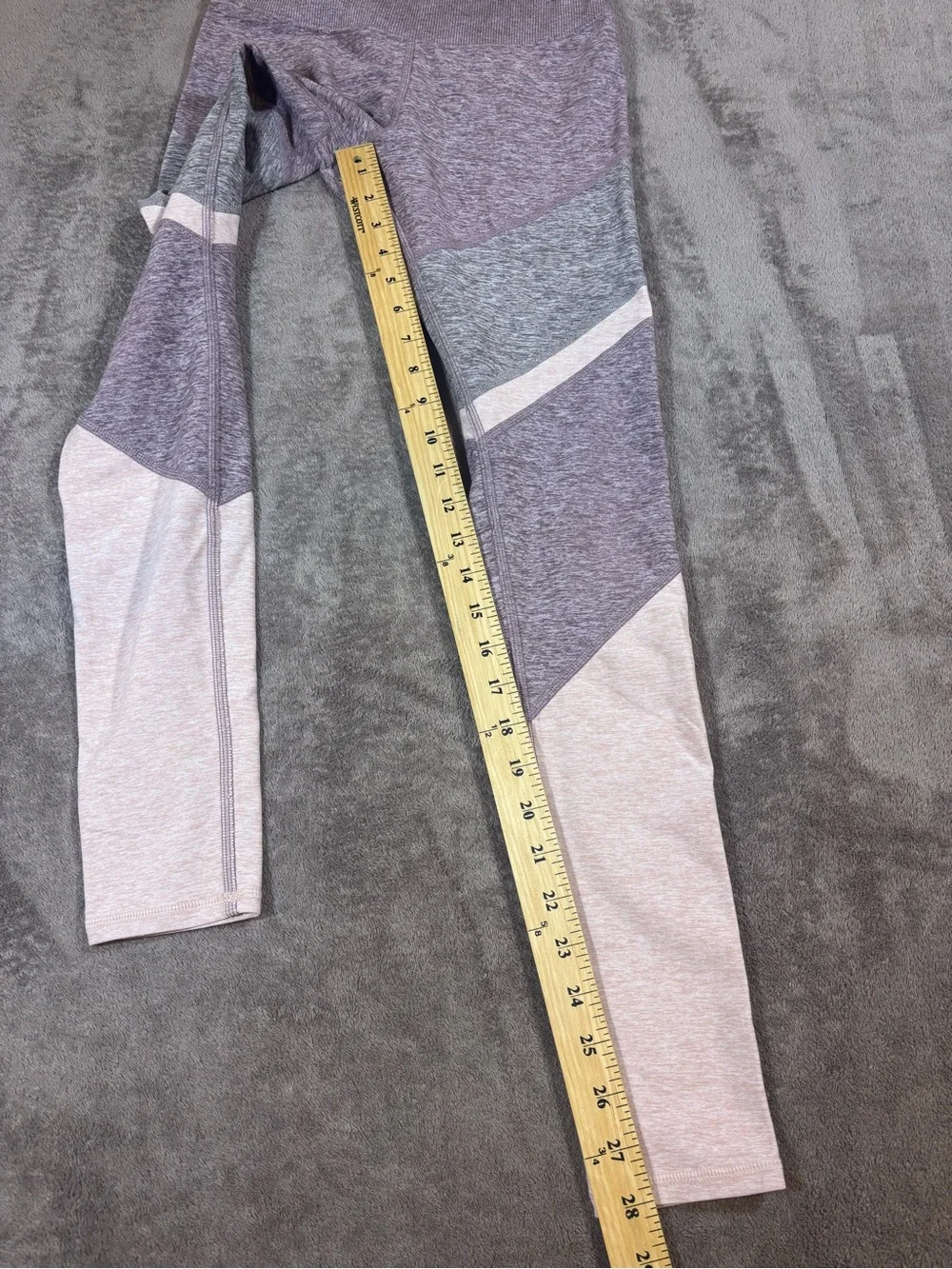 ALO Yoga Colorblock High-Waist Athletic Leggings Pink Purple Gray Womens Small
